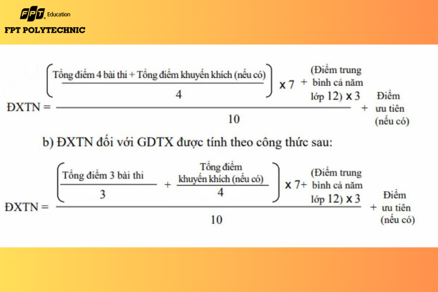 Công thức tính điểm tốt nghiệp THPT