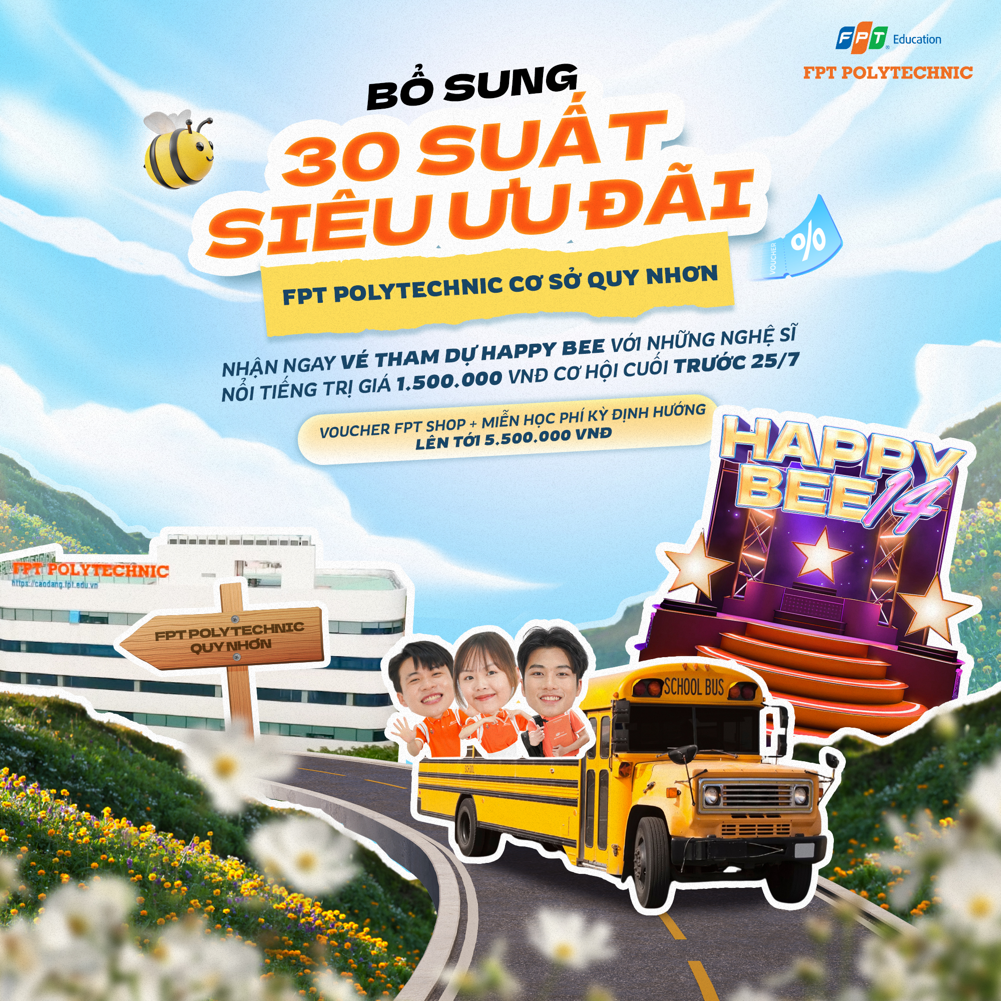 30 suất ưu đãi nhập học đầu tiên tại Trường Cao đẳng FPT Polytechnic cơ sở Quy Nhơn