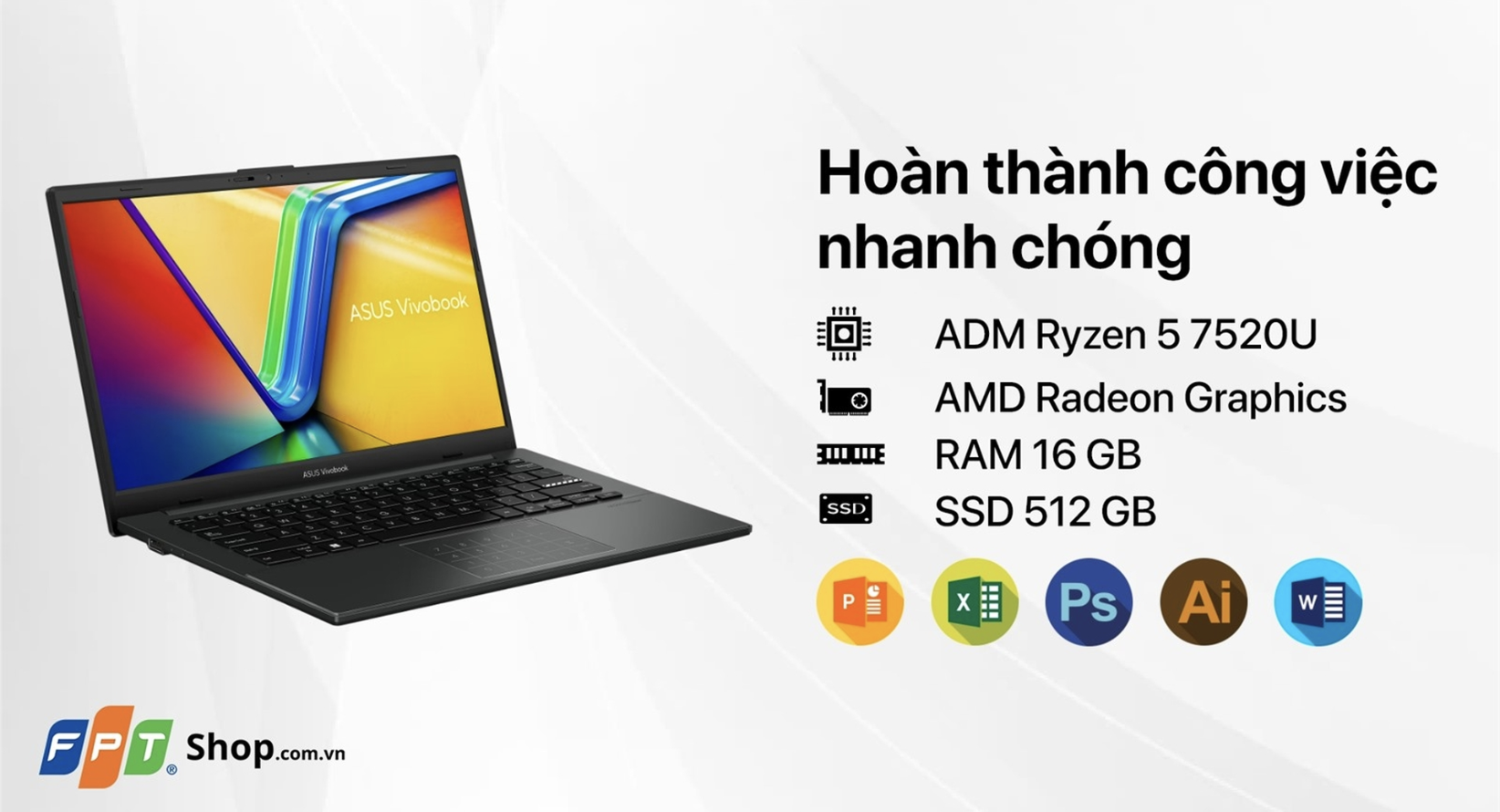 Laptop Asus Vivobook E1404FA-NK186W R5 7520U/16GB/512GB/14" FHD/Win11