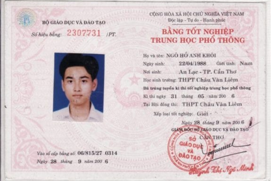 Bằng tốt nghiệp THPT trước đây 