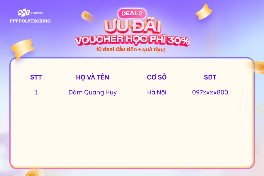 Ưu đãi Voucher học phí 30% 