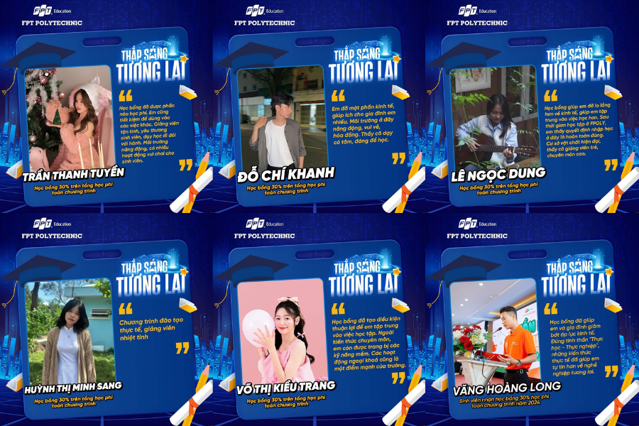 Danh sách các "học bá" chính thức ghi tên trên bảng vàng học bổng Thắp Sáng Tương Lai tại FPT Polytechnic Quy Nhơn