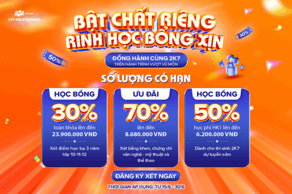 FPT Polytechnic đồng hành cùng 2K7 trên HÀNH TRÌNH VƯỢT VŨ MÔN - BẬT CHÂT RIÊNG - RING HỌC BỔNG XỊN