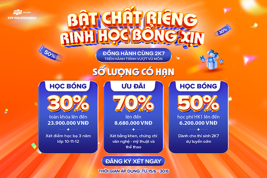 FPT Polytechnic đồng hành cùng 2K7 trên HÀNH TRÌNH VƯỢT VŨ MÔN - BẬT CHÂT RIÊNG - RING HỌC BỔNG XỊN