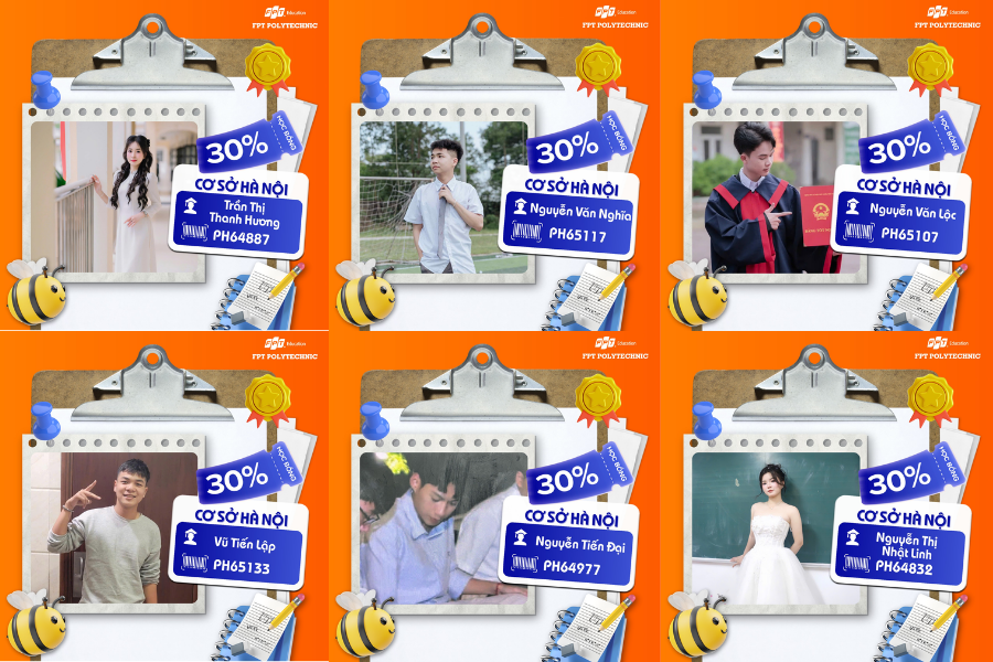 Danh sách những gương mặt xuất sắc đã "Vượt vũ môn" rinh học bổng 30% toàn khóa thành công tại FPT Polytechnic Hà Nội