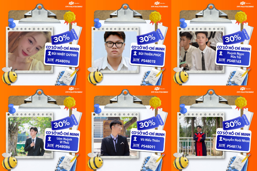 Danh sách những gương mặt xuất sắc đã "Vượt vũ môn" rinh học bổng 30% toàn khóa thành công tại FPT Polytechnic Hồ Chí Minh