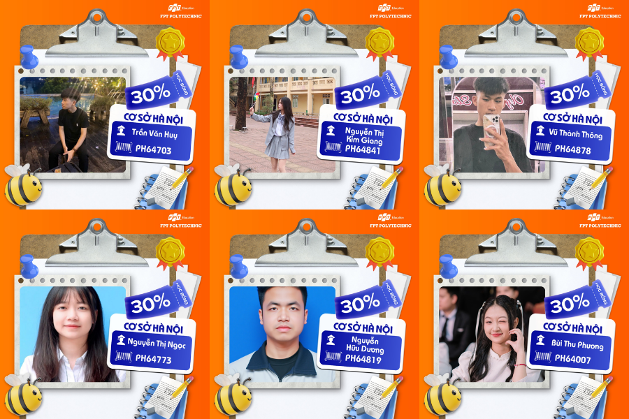 Danh sách những gương mặt xuất sắc đã "Vượt vũ môn" rinh học bổng 30% toàn khóa thành công tại FPT Polytechnic Hà Nội