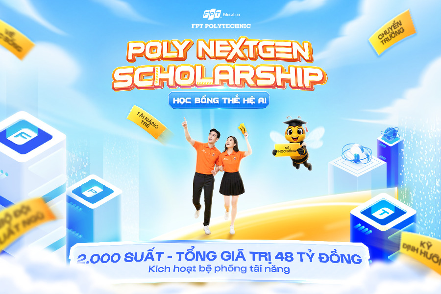 Poly NextGen Scholarship - Học bổng Thế hệ AI của FPT Polytechnic có tổng giá trị 48 tỷ đồng dành cho sinh viên năm 2026.