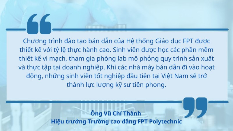 Ông Vũ Chí Thành – Hiệu trưởng Trường Cao đẳng FPT Polytechnic chia sẻ về định hướng đào tạo ngành bán dẫn gắn với thực hành và doanh nghiệp.