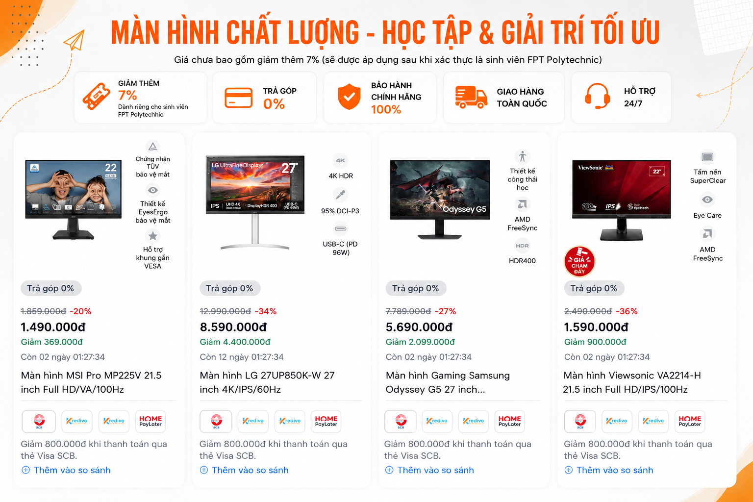 Tất cả các dòng màn hình máy tính chất lượng cao