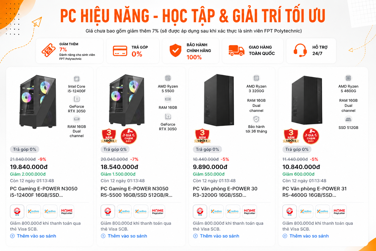 Tất cả các dòng PC hiệu năng cao – học tập & giải trí cực mượt!
