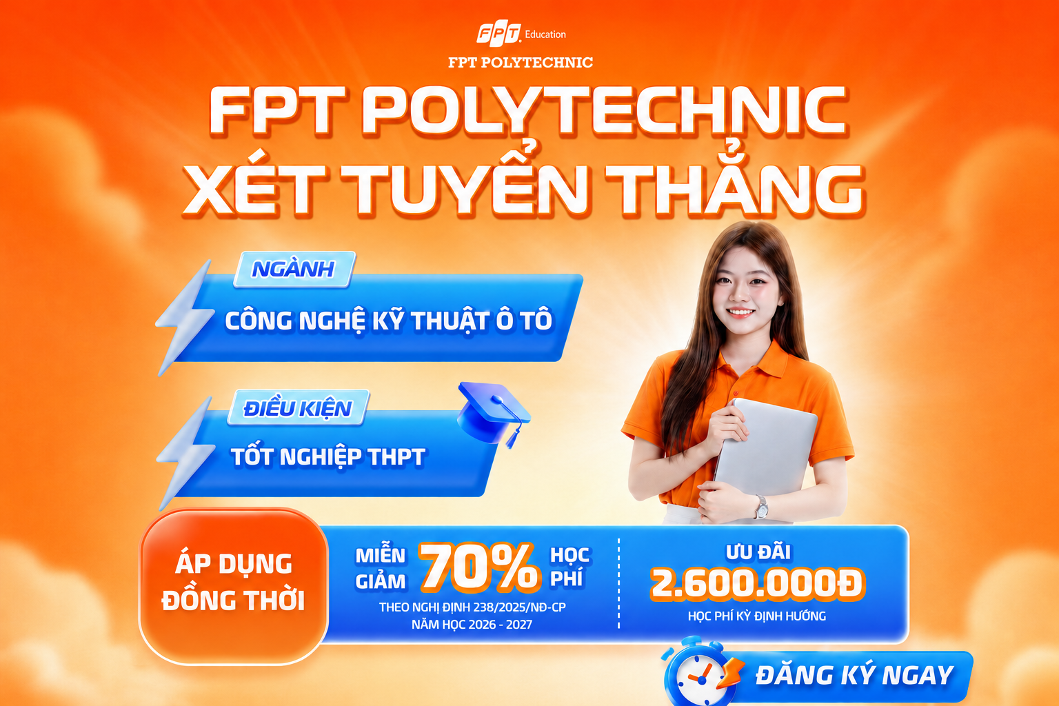 Trường Cao đẳng FPT Polytechnic tuyển sinh ngành Công nghệ kỹ thuật ô tô năm 2026